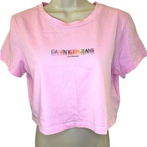 Calvin Klein-Size Large-Like New-Pink Cropped shirt -perfect with shorts